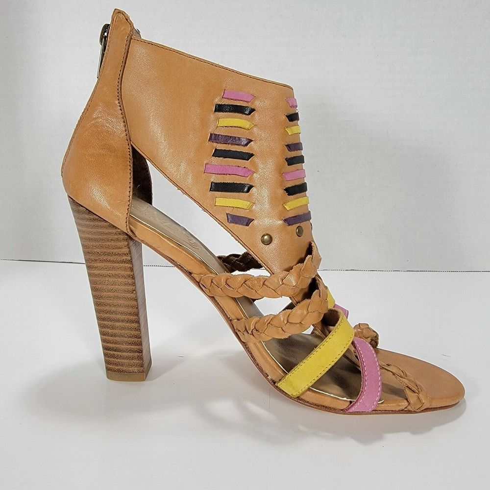 Candela NYC Native Sandal Womans Tan Multi-Color US Size 8.5M Strappy